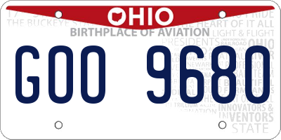 OH license plate GOO9680