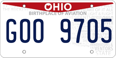 OH license plate GOO9705