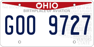 OH license plate GOO9727