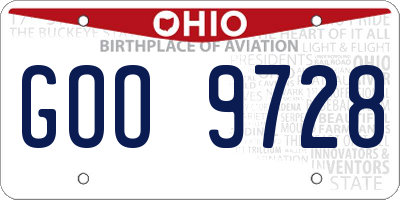 OH license plate GOO9728