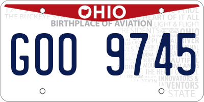 OH license plate GOO9745