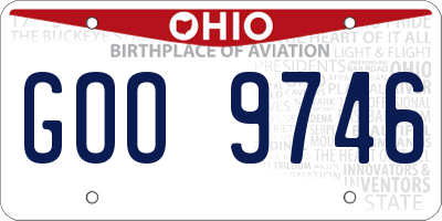OH license plate GOO9746