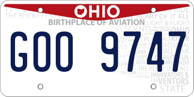 OH license plate GOO9747