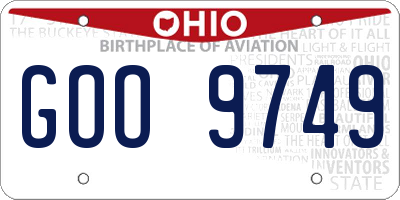 OH license plate GOO9749