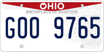 OH license plate GOO9765