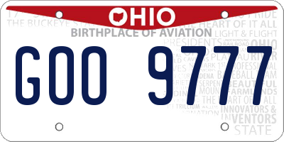OH license plate GOO9777