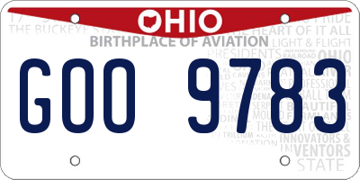 OH license plate GOO9783