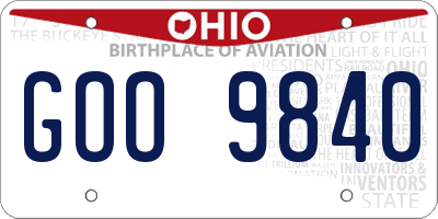 OH license plate GOO9840