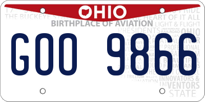 OH license plate GOO9866