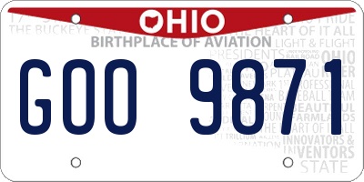 OH license plate GOO9871