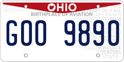 OH license plate GOO9890