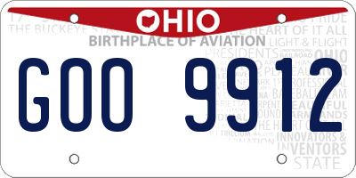 OH license plate GOO9912