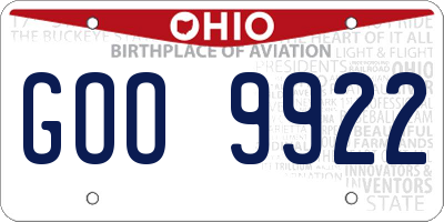 OH license plate GOO9922
