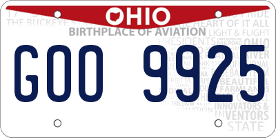 OH license plate GOO9925