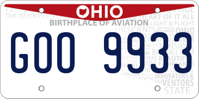 OH license plate GOO9933