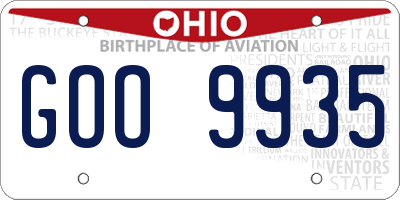 OH license plate GOO9935