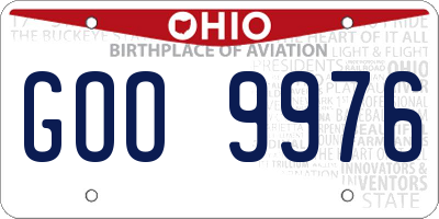 OH license plate GOO9976