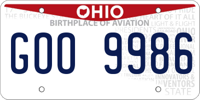OH license plate GOO9986