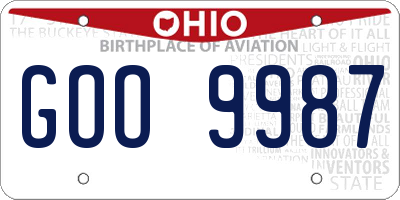 OH license plate GOO9987