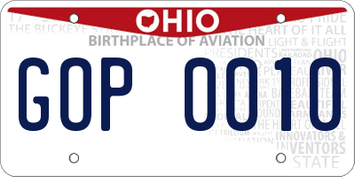 OH license plate GOP0010