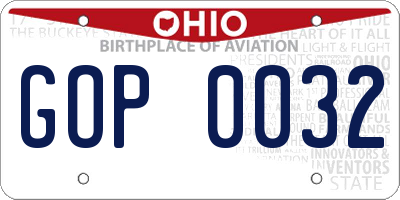 OH license plate GOP0032