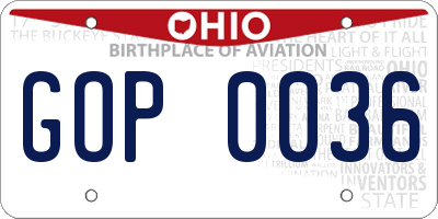 OH license plate GOP0036