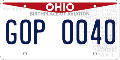 OH license plate GOP0040