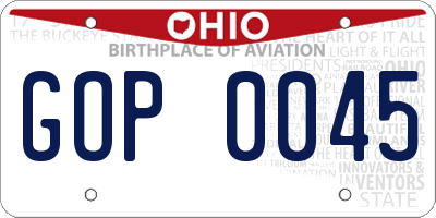 OH license plate GOP0045