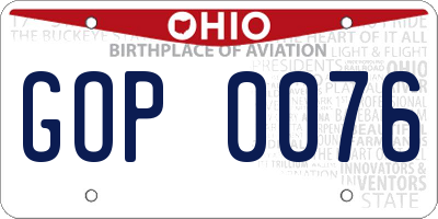 OH license plate GOP0076