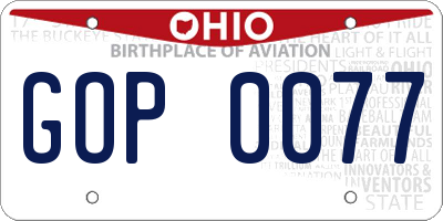 OH license plate GOP0077