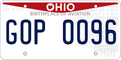 OH license plate GOP0096