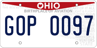 OH license plate GOP0097