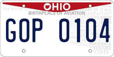 OH license plate GOP0104