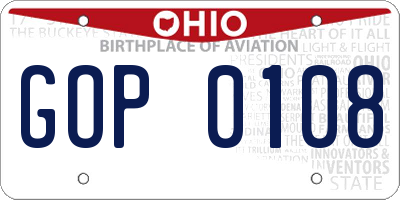 OH license plate GOP0108