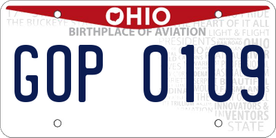 OH license plate GOP0109