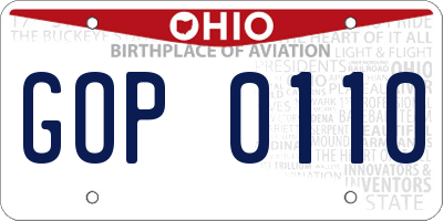 OH license plate GOP0110