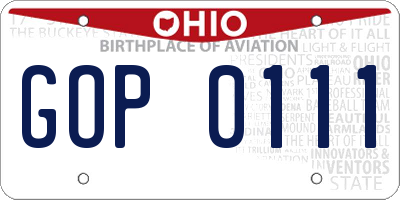 OH license plate GOP0111