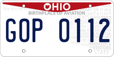 OH license plate GOP0112