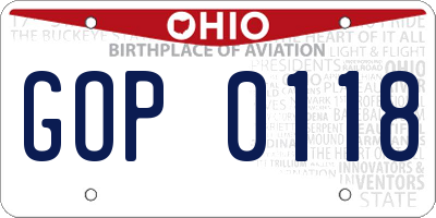 OH license plate GOP0118