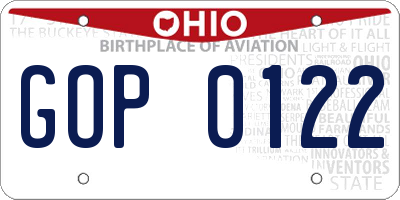 OH license plate GOP0122