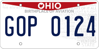 OH license plate GOP0124