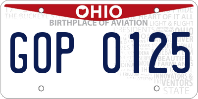 OH license plate GOP0125
