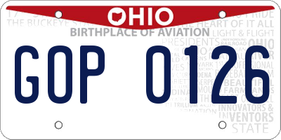 OH license plate GOP0126