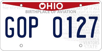 OH license plate GOP0127