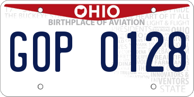 OH license plate GOP0128