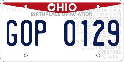 OH license plate GOP0129