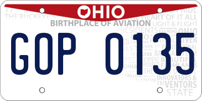 OH license plate GOP0135