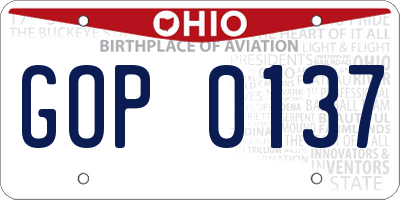 OH license plate GOP0137