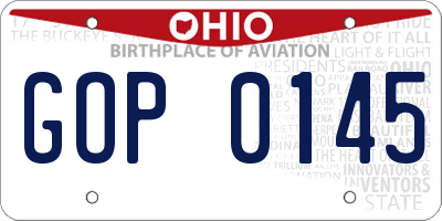 OH license plate GOP0145