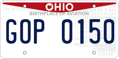 OH license plate GOP0150